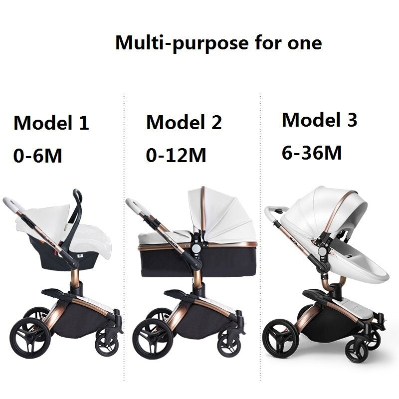 Baby Stroller 3 in 1 Genuine Portable Baby Carriage Fold Pram Aluminum Frame Landscape For Newborn Strollers Baby Sit Travel Car