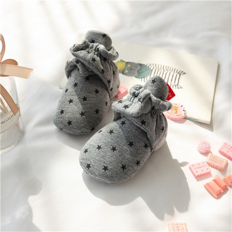 Star Print Newborn Baby Socks Shoes Boy Girl Toddler First Walkers Booties Cotton Soft Anti-slip Warm Infant Crib Shoes