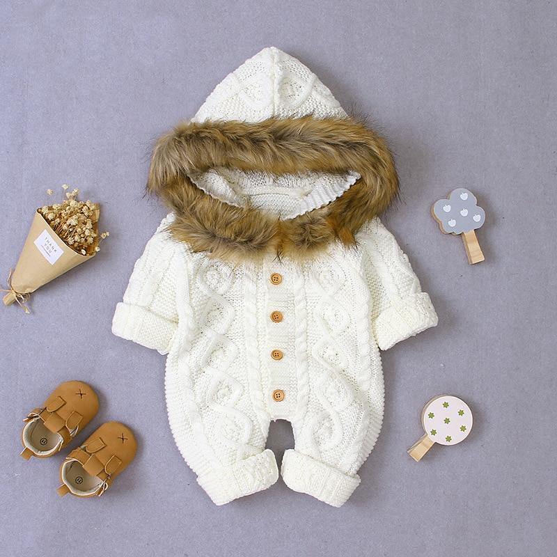 Autumn Winter Knitting Baby Hooded jumpsuit. - MamaGas Enterprise 