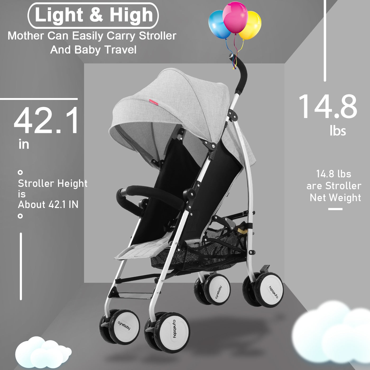 Multifunctional, Lightweight and Compact Travel Folding Stroller, High Landscape Stroller, Newborn Stroller