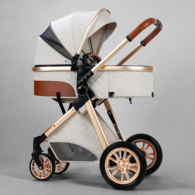 Copy of Fashion Baby Stroller 3 in 1 Folding Prams Portable Travel Baby Carriage Luxury Leather High Landscape Baby Car Free Shipping