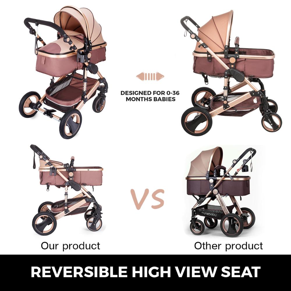 VEVOR 2 In 1 Baby Stroller Portable Anti-Shock Foldable Luxury Baby Bassinet Adjustable High View Prams Travel Baby Pushchair