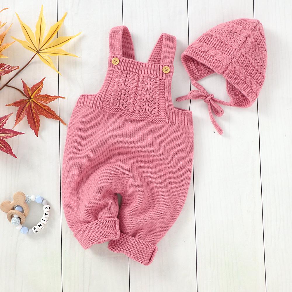 Baby Rompers Sleeveless Newborn Infant Kids Unisex Sweaters Jumpsuits Outfits Autumn Winter Warm Knitted Children's Clothes 2pcs