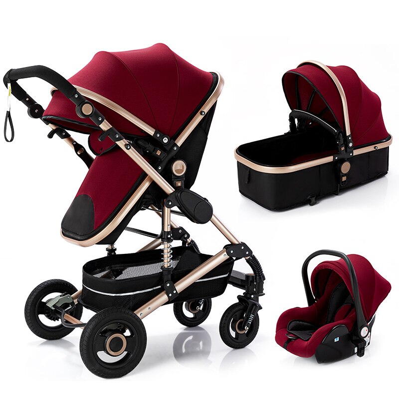 Multi-functional 3 in 1 Baby Stroller High landscape Folding Prams Aluminum Frame Baby Carriage For Newborn Car Baby Travel Cart
