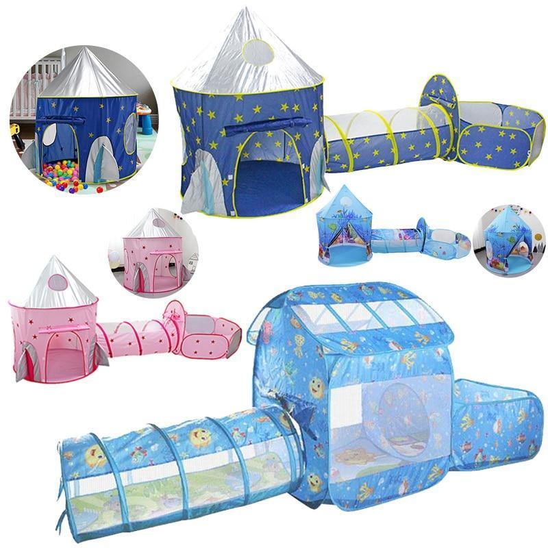 Kids Tent House Play Toys Tunnel Crawling Playhouse Castle Portable Children Ocean Ball Pool Pit Baby Folded Indoor Outdoor Game - MamaGas Enterprise 