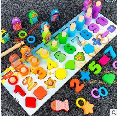 Montessori Toys Educational Wooden Toys for Kids Babies Montessori Toys Board Math Fishing Game Montessori Toys for 1 2 3 Years - MamaGas Enterprise 
