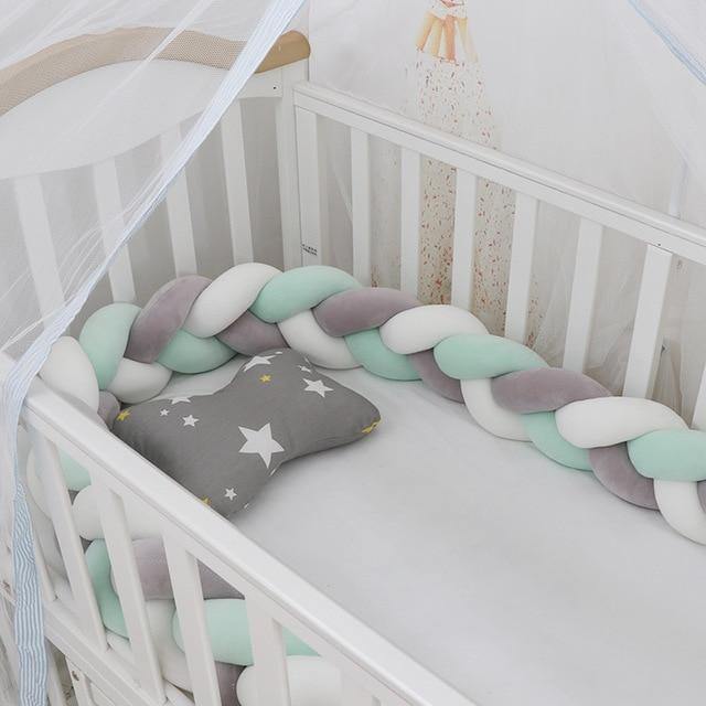 1M/2M/3M/4M Baby Bumper Crib Cot Protector Infant Bebe Bedding Set for Baby Boy Girl Braid Knot Pillow Cushion Room Decor - MamaGas Enterprise 