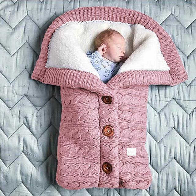 Newborn Baby Winter Warm Sleeping Bag Infant Button Knit Swaddle Wrap Swaddling Stroller Wrap Toddler Blanket baby Sleeping Bag - MamaGas Enterprise 
