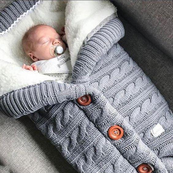 Newborn Baby Winter Warm Sleeping Bag Infant Button Knit Swaddle Wrap Swaddling Stroller Wrap Toddler Blanket baby Sleeping Bag - MamaGas Enterprise 