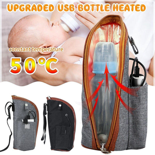 Upgraded USB Baby Milk Bottle Heater Portable Travel Milk Warmer Infant Feeding Bottle Heated Cover Insulation Thermostat Bag - MamaGas Enterprise 